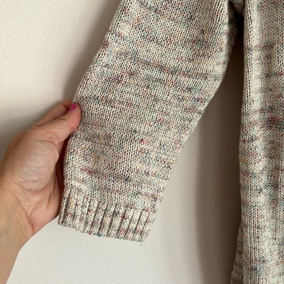 J. JILL Knit Two Piece v-neck tank short sleeve sweater set cream multi Petite M - Picture 3 of 13